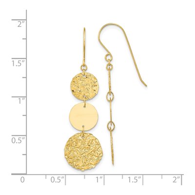 14K Yellow Gold 3-Tier Circle Dangle Earrings – view 5