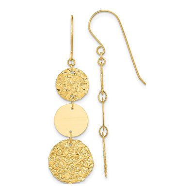 14K Yellow Gold 3-Tier Circle Dangle Earrings