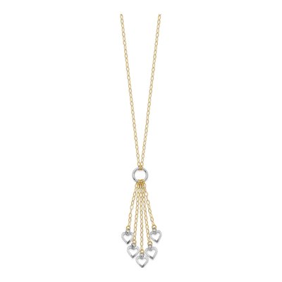 14K Two-Tone Gold Heart Drop Pendant Necklace – view 3