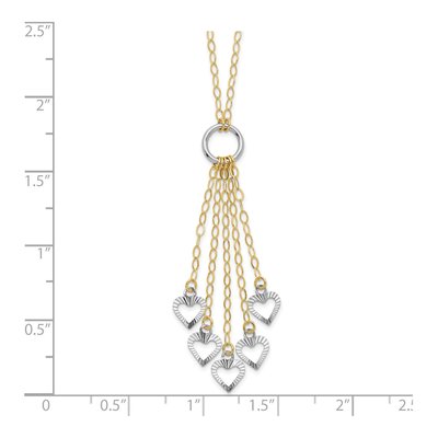 14K Two-Tone Gold Heart Drop Pendant Necklace – view 4