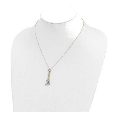 14K Two-Tone Gold Heart Drop Pendant Necklace – view 5