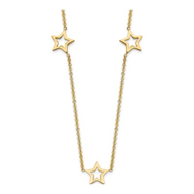 14K Yellow Gold Open Stars Necklace
