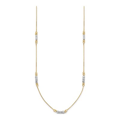 14K Two-Tone Gold Mirror Beaded Station Necklace – view 3