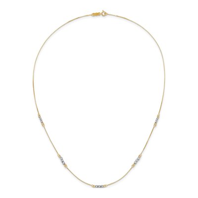 14K Two-Tone Gold Mirror Beaded Station Necklace – view 5