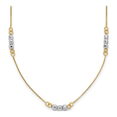 14K Two-Tone Gold Mirror Beaded Station Necklace
