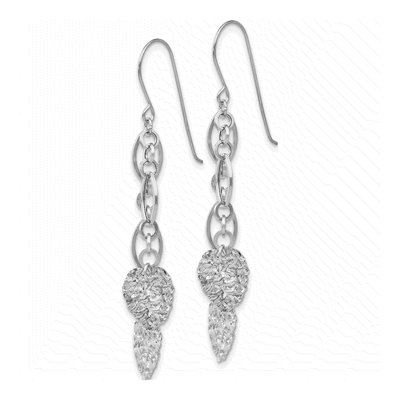 14K White Gold Heart Dangle Earrings – view 2