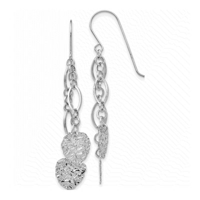 14K White Gold Heart Dangle Earrings