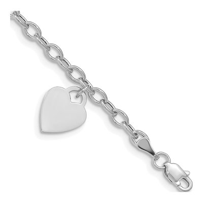 14K White Gold Heart Bracelet