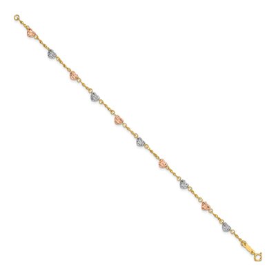 14K Tri-Color Gold Puffed Heart Bracelet – view 3