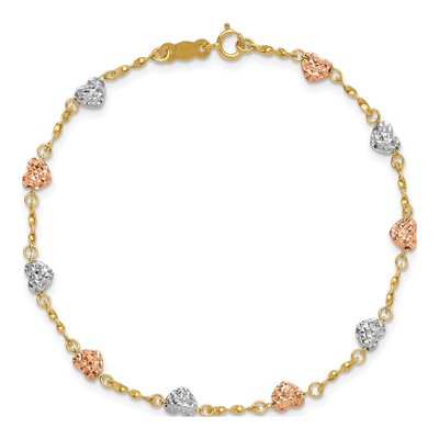 14K Tri-Color Gold Puffed Heart Bracelet – view 5