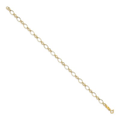 14K Yellow Gold 3mm Fancy Oval Round Link Chain Bracelet – view 3