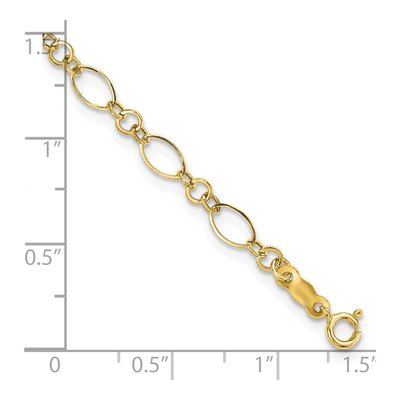 14K Yellow Gold 3mm Fancy Oval Round Link Chain Bracelet – view 5
