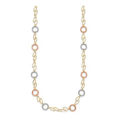 14K Tri-Color Gold Circles Ovals Necklace – view 3