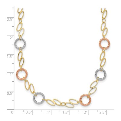 14K Tri-Color Gold Circles Ovals Necklace – view 4