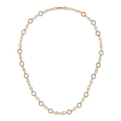 14K Tri-Color Gold Circles Ovals Necklace – view 6