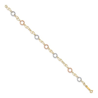 14K Tri-Color Gold Circles Ovals Bracelet – view 3