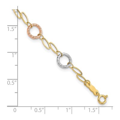 14K Tri-Color Gold Circles Ovals Bracelet – view 4