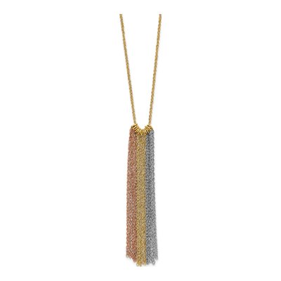 14K Tri-Color Gold Dangle Pendant Necklace