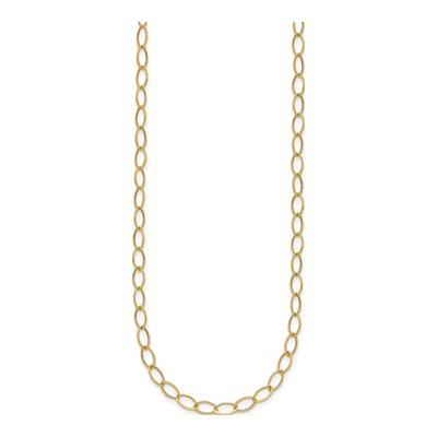 14K Yellow Gold 4mm Hollow Fancy Oval Open Link Chain – view 3