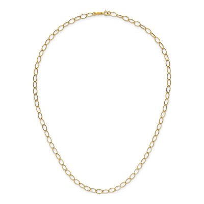 14K Yellow Gold 4mm Hollow Fancy Oval Open Link Chain – view 4
