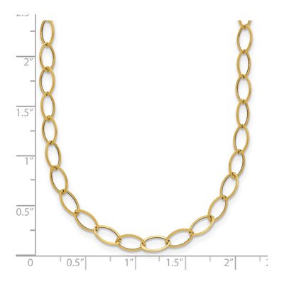 14K Yellow Gold 4mm Hollow Fancy Oval Open Link Chain – view 5