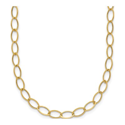 14K Yellow Gold 4mm Hollow Fancy Oval Open Link Chain
