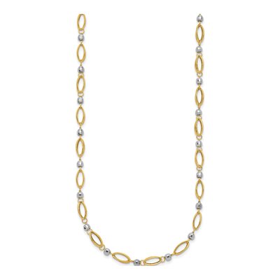 14K Two-Tone Gold 4mm 18-Inch Oval Mirror Link Chain – view 3