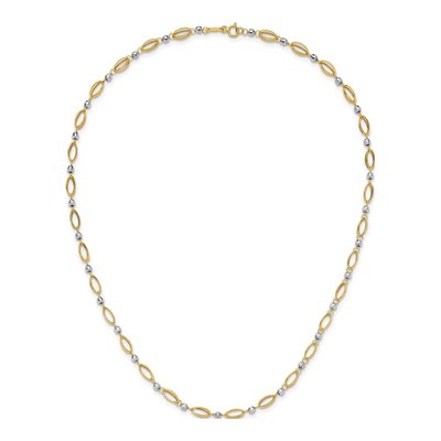 14K Two-Tone Gold 4mm 18-Inch Oval Mirror Link Chain – view 6