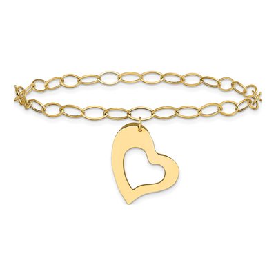 14K Yellow Gold Cut-Out Heart Bracelet – view 4