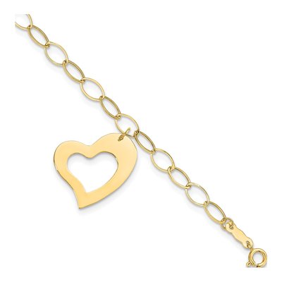 14K Yellow Gold Cut-Out Heart Bracelet