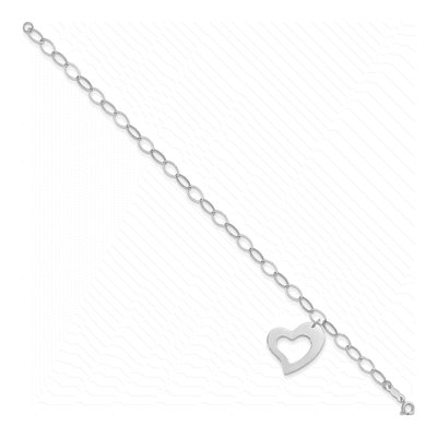 14K White Gold Cut-Out Heart Dangle Bracelet – view 3