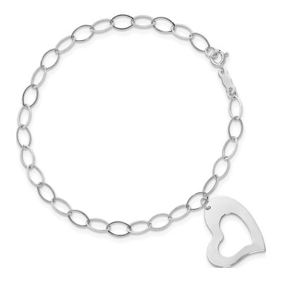 14K White Gold Cut-Out Heart Dangle Bracelet – view 4