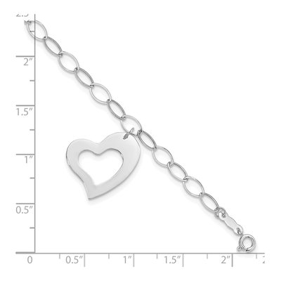 14K White Gold Cut-Out Heart Dangle Bracelet – view 5
