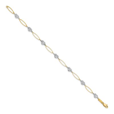 14K Two-Tone Gold Puffed Heart Link Bracelet – view 3
