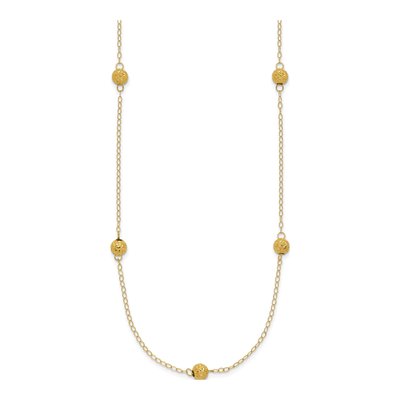 14K Yellow Gold Beaded Station Necklace – view 3