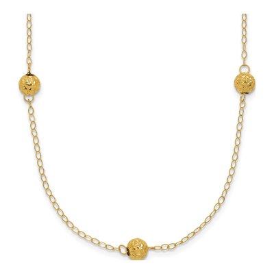 14K Yellow Gold Beaded Station Necklace
