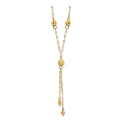 14K Yellow Gold Diamond-Cut Lariat Necklace