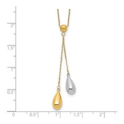 14K Two-Tone Gold Puffed Teardrop Lariat Necklace – view 4