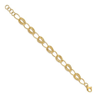 14K Yellow Gold 11mm Semi-Solid Fancy Link Chain Bracelet – view 3