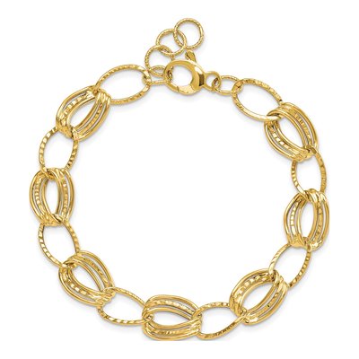 14K Yellow Gold 11mm Semi-Solid Fancy Link Chain Bracelet – view 4