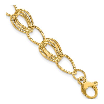 14K Yellow Gold 11mm Semi-Solid Fancy Link Chain Bracelet