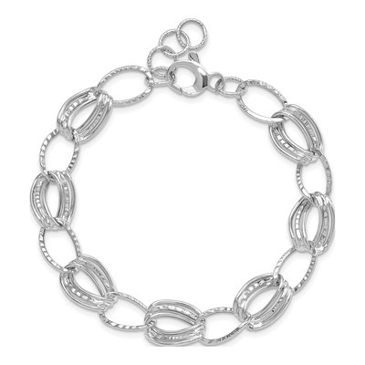 14K White Gold 11mm Semi-Solid Fancy Link Chain Bracelet – view 4