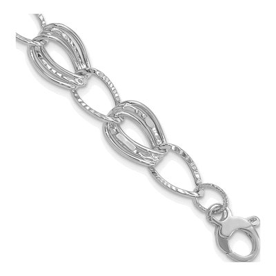 14K White Gold 11mm Semi-Solid Fancy Link Chain Bracelet