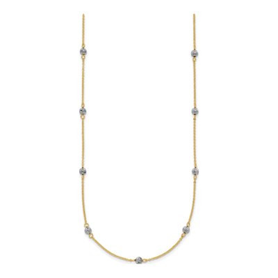 14K Two-Tone Gold Diamond-Cut Station Necklace – view 3