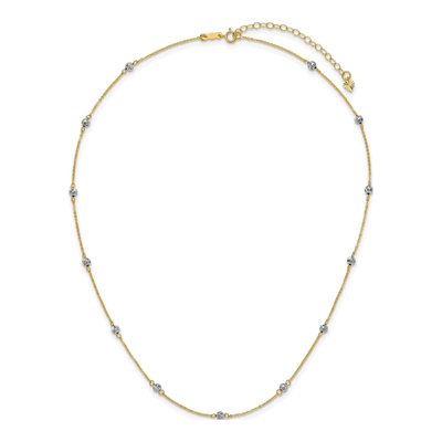 14K Two-Tone Gold Diamond-Cut Station Necklace – view 4