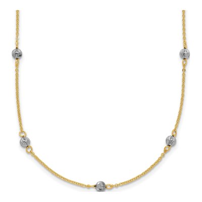 14K Two-Tone Gold Diamond-Cut Station Necklace