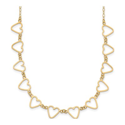14K Yellow Gold Open Heart Necklace
