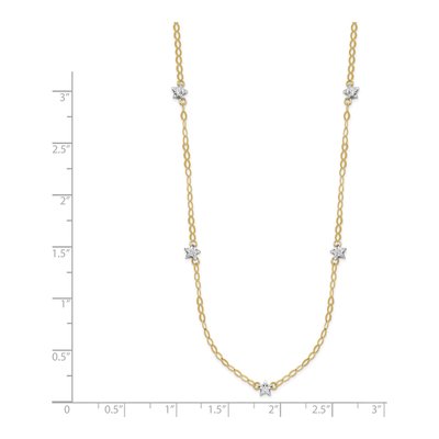 14K Two-Tone Gold Diamond-Cut Stars Station Necklace – view 3