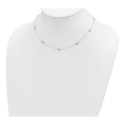 14K Two-Tone Gold Diamond-Cut Stars Station Necklace – view 4