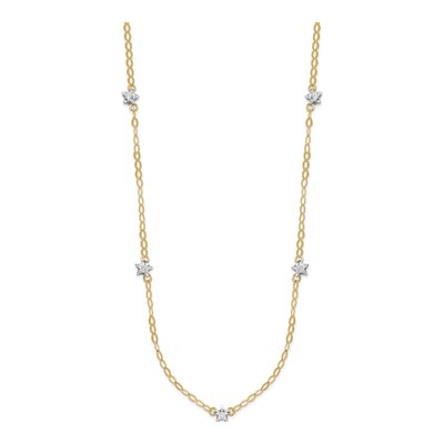 14K Two-Tone Gold Diamond-Cut Stars Station Necklace